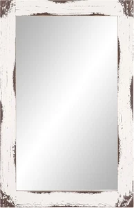 Patton Wall Decor 24X36 Distressed White Reclaimed Wood Wall Mirror - Picture 1 of 6