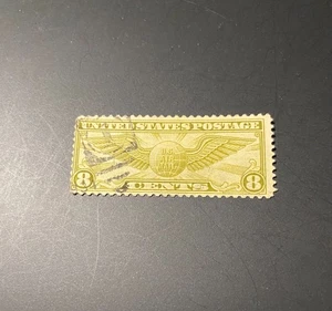 U.S. Scott #C17 Globo Alato/Posta Aerea 1932 8¢ Usato Francobollo Singolo Olive Bister NG - Foto 1 di 2