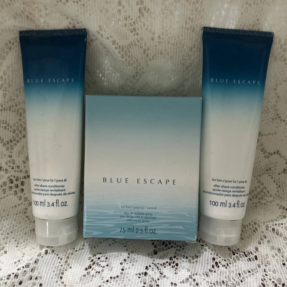 Avon 2 Blue Escape for Him Mens Cologne Spray Full Size 2.5 Ounces 600-579