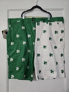 Loud Mouth Shamrock Golf Shorts Mens Green Sz 40 St. Patrick Clover Lucky Irish - Picture 1 of 7
