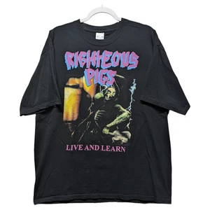 Mid 2000's Righteous Pigs Live and Learn Metal T shirt - Picture 1 of 4