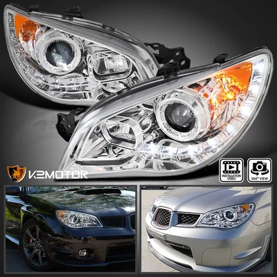 Clear Fits 2006-2007 Subaru Impreza WRX STi LED Strip Projector Headlights Lamps - Image 1 of 4
