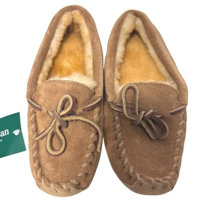 Zapatillas mocasín forradas de piel de oveja de gamuza marrón Wicked Good LL Bean Kids talla 12 nuevas con etiquetas Foto 1 de 4