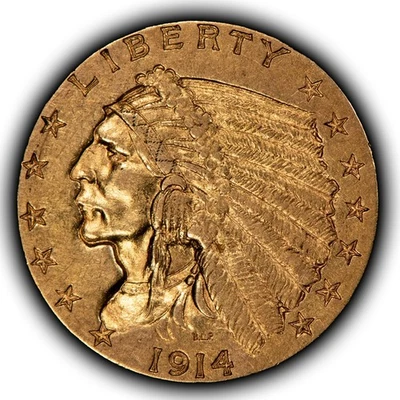 1914-D G$2.50 Indian Head Gold Quarter Eagle - Authentic US Coin - XF - G5801 - Image 1 of 4