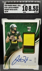 JUSTIN HERBERT 2020 Immaculate Rookie Jersey 3 Color Auto On Card RPA # 68/99 - Picture 1 of 16