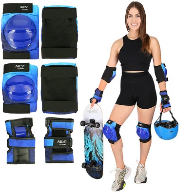 NILS EXTREME Schutzausrüstung Set Protektoren Kinder Knieschoner Schoner Inline Skates S-L