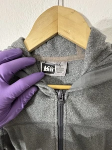 Rei Jacket Womens Medium Gray Fleece Full Zip Hooded Sweatshirt Zip Pockets - Picture 1 of 4