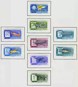 HUNGRÍA 1962 TRANSPORTE AÉREO PERF. & IMPERF. - Imagen 1 de 2