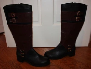 NEW Womens Bella Vita Black Burgundy Leather Riding Boots Size 7.5 WW - Picture 1 of 6