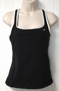 Y2K NIKE womens white logo black athletic tank top size L (12-14) - Picture 1 of 6