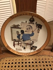 1994 NORMAN ROCKWELL CENTENNIAL "TRIPLE SELF PORTRAIT" PLATE Bradford - Picture 1 of 2