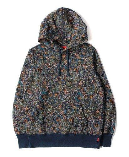 Felpa con cappuccio Supreme Paisley 2011 Navy M piccola scatola logo vintage