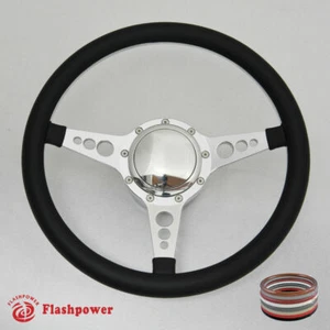 Kit Volante Billet Pulido 14" Envoltura Completa Bocina Botón Adaptador Suburbano - Imagen 1 de 4