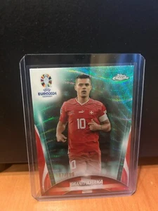 2024 Topps Chrome UEFA Euro Refractor GRANIT XHAKA Aqua Wave 107/199 - Picture 1 of 2