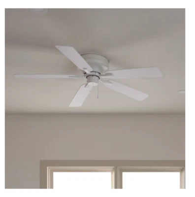 Kichler Basics Pro Legacy Patio 52-in Matte White Flush Mount Ceiling Fan - Image 1 of 3
