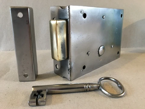 Original Victorian Antique Steel Brass Door Dead Lock Box Rim Furniture (AQ035) Cover