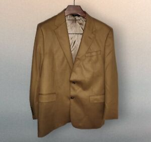 Jos A Bank Men’s 46L Long Camel Tan Cashmere Two Button Blazer Jacket Sport Coat