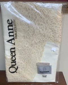 New - Ivory Cream Queen Anne Lace Bardwil Fine Linens Tablecloth 54 x 70 Oval - Picture 1 of 4
