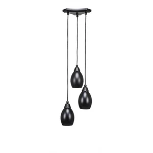 Toltec Europa 3 Light Mini Pendant, Black, 5" Black Oval Metal Shade - 28-MB-426 - Picture 1 of 1