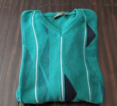 Norm Thompson Sweater Mens XXL Green Acrylic Cotton Biggie Cosby Style Knit NWOT - Image 1 of 4