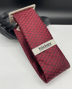 Hickey Freeman Men's Polyester Neck Tie ~ Red ~ Geometric ~ NEW MSRP: $34. - Picture 1 of 4