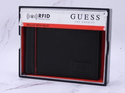 Бумажник Guess мужчин черный тройного сложения RFID защиты подарочная коробка Рекомендуемая розничная цена производителя $42 - Изображение 1 из 4
