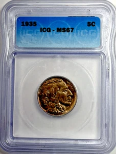 1935 Buffalo Nickel : ICG MS67 - Picture 1 of 4