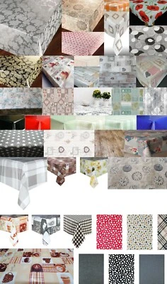 LUXURY TRADITIONAL PVC PLASTIC VINYL TABLE CLOTHS PLAIN PRINTED VINTAGE PARTY - Image 1 of 3