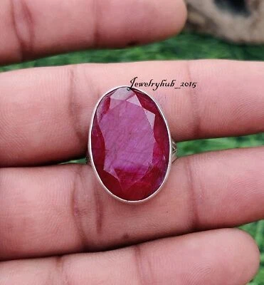 Ruby Gemstone Ring 925 Sterling Silver Stylish Designer All Size MO5226 - Image 1 of 4