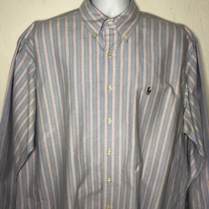 Polo Ralph Lauren Herren XL Classic Fit Oxford Blau Rot Weiß Streifen Pony - Bild 1 von 9