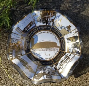 Vintage 1970s ☆New Orleans☆ LOUISIANA SUPERDOME fluted ruffled glass dish - RARE - Picture 1 of 12