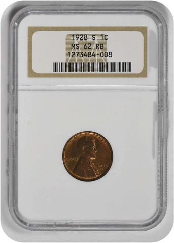 1928-S Lincoln Cent MS62RB NGC Cover