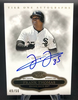 2013 Topps Tier One Autographs FRANK THOMAS On-Card Auto #49/50 White Sox HOF - Image 1 of 2