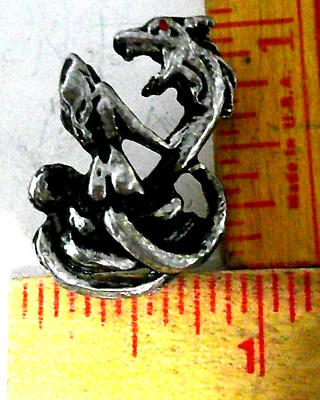 Dragon w/naked girl pin vintage unusual collectible old biker vest hat pinback Foto 1 de 4