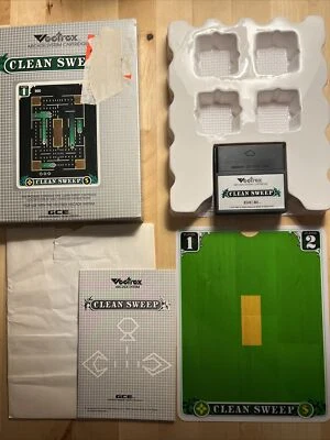 Vintage 1982 Vectrex Clean Sweep 100% Complete CIB Game Box Manual Overlay - Image 1 of 4
