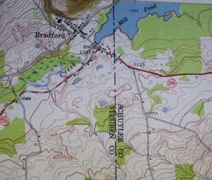BRADFORD NEW YORK QUADRANT TOPOGRAPHIC SURVEY ROAD MAP 1953 VINTAGE - Picture 1 of 1