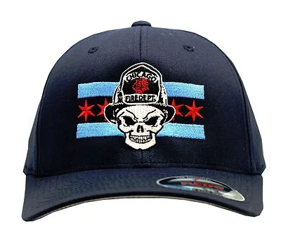 Chicago Fire Department Skull with Chicago Flag Flex Fit Cap-3193 - Image 1 of 4