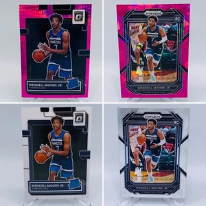 Wendell Moore Jr (x4) Rated Rookie Pink Hyper + Prizm Pink Cracked Ice + Base - Picture 1 of 10
