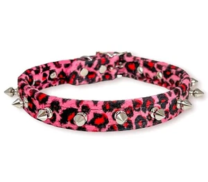 Spike Gothic Choker PINK Leopard Collar Punk Goth Rockabilly Thrash Metal - Picture 1 of 3