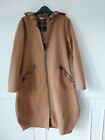 WOMENS CAMEL COLOUR,HOODED, FULL ZIP FRONT, LONG COAT,ARMPIT  TO ARMPIT 21 INCH.