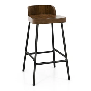 Industrial 24.5" Bar Stool Counter Height Saddle Seat Chair Rustic Brown - Picture 1 of 9