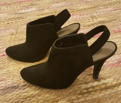 Pelle Moda black suede booties slingbacks heels sz 7 - Image 1 of 4