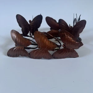 Serviettenringe Metall Schmetterlingsform Kupfer Braun Farbe 6er Set Spiralrücken - Bild 1 von 13