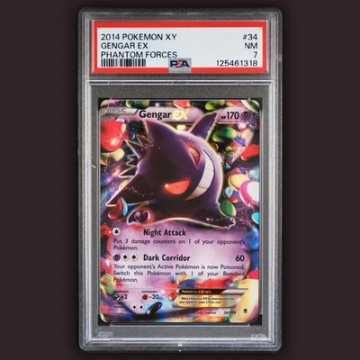 2014 POKEMON XY PHANTOM FORCES #34/119 GENGAR EX Ultra Rare HOLO PSA 7 Near Mint - Image 1 of 2