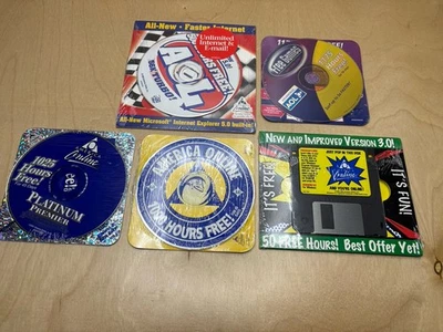 Lot of 5 SEALED AOL Disks Free Trial Advertising  / 3.0, 5.0, 6.0, 7.0 / 96-2004 - Image 1 of 4
