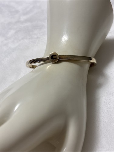 Bracciale COACH Firma Logo C Targa Ottone Placcato Oro