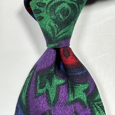 Corbata V2 Versace 100 % seda para hombre multicolor abstracta geométrica Italia usada en excelente estado Foto 1 de 4