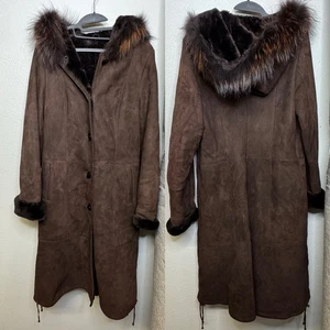 The Best Original Shearling Damen Lammfell Button Down Mantel Braun Lammfell - Bild 1 von 6