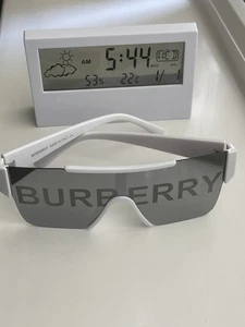 Burberry Shield Sunglasses โ White Frame / Grey Lens โ Unisex - Picture 1 of 7