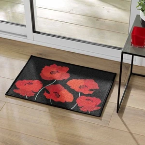 Tapis antidérapant - 40x60 cm - Coquelicots - Noir - Picture 1 of 5